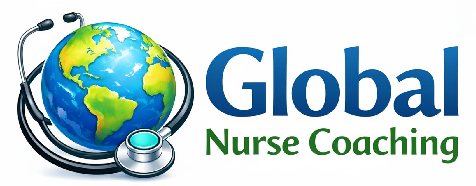 Global Nurse Coaching logo — globe with stethoscope